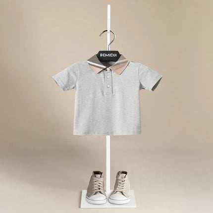 Summer Boys Polo Tshirt Plain Solid Fashion Toddler Tees Baby Shirts Tops Handsome School Children Clothes Kids Jersey