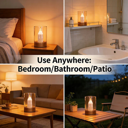 LED Night Light Rechargeable Flameless Candle Motion Sensor Dimmable USB Charging Soft Warm  Bedroom Portable Table Bedside Lamp