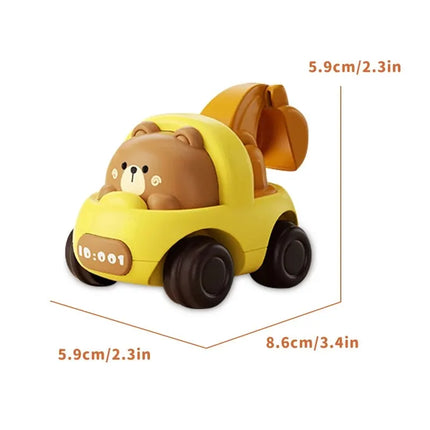 4 PCS Cute Cartoon Creative Animal Lnertial Engineering Car Dump Car Car Excavator Little Bear Puppy Pig Little Tiger