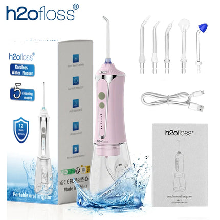 H2ofloss Water Flosser For Teeth Portable Oral Irrigator Dental Water Jet Cleaning High Pressure Mouth Washing 2500mAh 140PSI