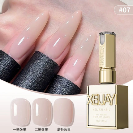 6Pcs 15ml Ice Nude Peelable Polish, UV/LED - set, Formaldehyde - free Oval, Glossy. Good for Salon & DIY Gel Set