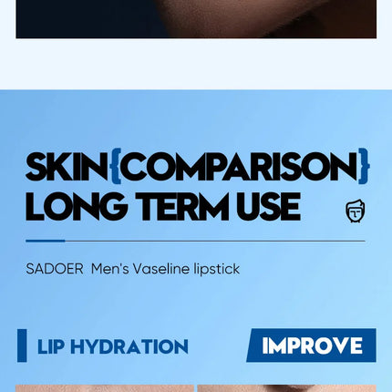 SADOER Men's Lip Balm Moisturizing Anti Cracking Repair Nourishing Hydrating Lipstick Men Lips Skin Care Products