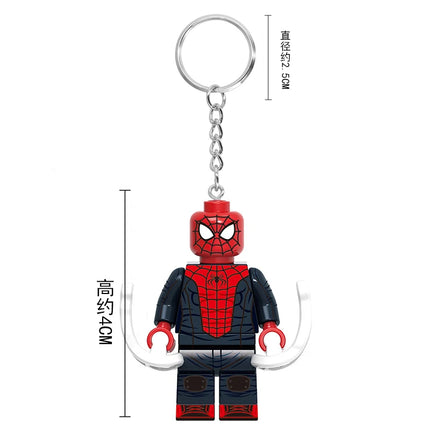 Marvel Spiderman Doll Universe Miles Gwen Cartoon Cute Building Blocks Assembled Toy Ornament Keychain School Bag Pendant Gift