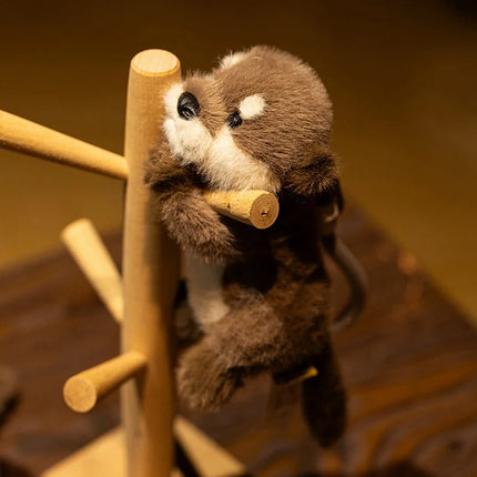 Cute Otter Plush Keychain Realistic Stuffed Cartoon Otter Animal Pendant Kawaii Doll Soft Plushies Key Ring for Bag Gift