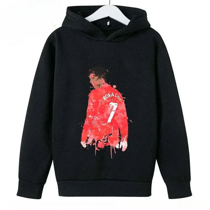 Spring Autumn Casual Children's Hoodie Sports Sweatshirt for Boys and Girls Ronaldo Printed 2-14 Years Fashion Kids Pullover Top