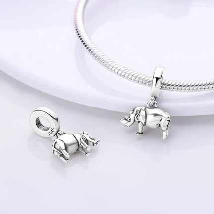 Inlaid Zircon Charm Beads 925 Sterling Silver Color Love Heart Snake Dangle Fit Original Bangle Bracelet Charms Pendant Jewelry