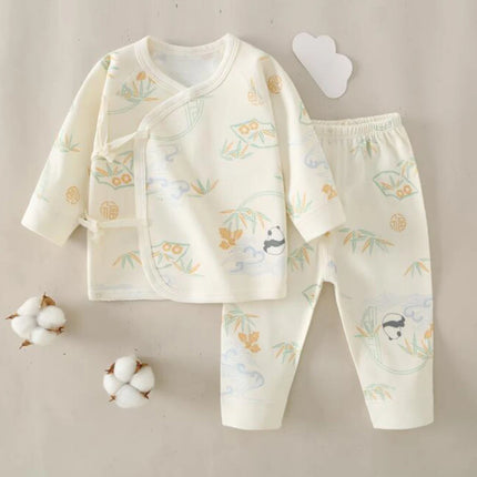 Hospital Newborn Set 100% Cotton Long Sleeve Tops Pants Two Pieces Spring Autumn Unisex Baby Outfits For Boys Girls 0 6 Months