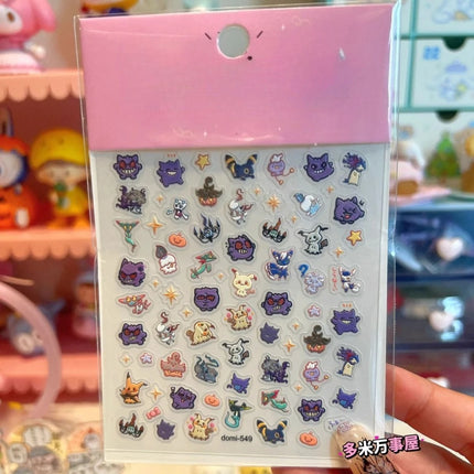 5D Embossed Pokemon Pikachu Gengar Nail Art Stickers Waterproof Decals for Water Cup Phone Case Journal DIY Decor Birthday Gifts