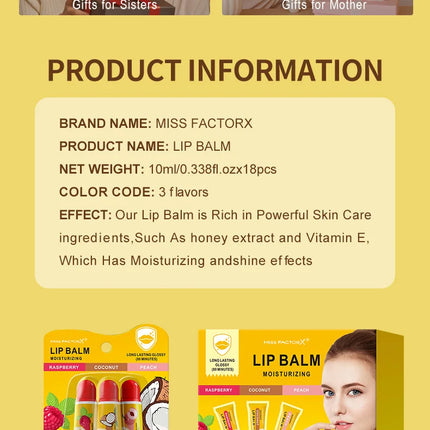 18 pieces/box premium gift set lip gloss set for moisturizing and shining, Mother's Day gift, Thanksgiving gift, women's gift