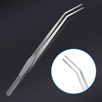 Stainless steel thick curved straight tweezers 48cm long teeth anti slip pet feeding tool, aquarium plant tweezers