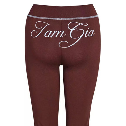 Gia Slim-Fit Letter Print Topstitching Design Hooded Zip-Up Jacket and Pants Set