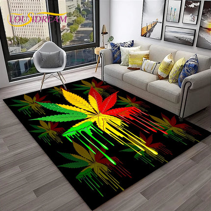 Weed Plants Maple Leaf Carpet Rug for Home Living Room Bedroom Sofa Playroom Doormat Kitchen Decor,Area Rug Non-slip Floor Mat