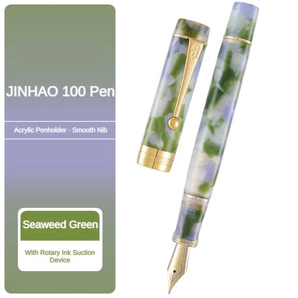JINHAO 100 Acrylic Fountain Pen Beautiful Green Gift Pen EF/F/M with Converter Writing Office School Supplies Stationery