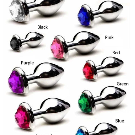 Heart Base Metal Anal Plug 3 Sizes Crystal Butt Plug for Women Removable Stainless Steel Anal Anus Masturbation Adult Sex Toys