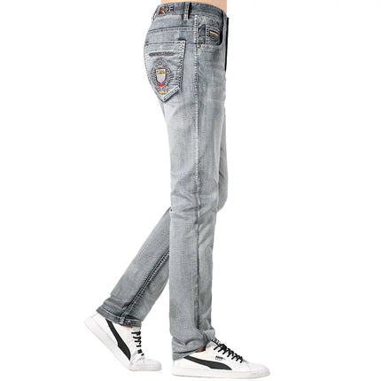 Bruce&Shark 2024 New Summer Mens Jeans Casual Thin Denim Jeans Cowboy men's Grey Jeans for Mens Stretch Cotton Straight Casual