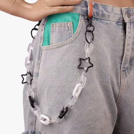 Punk Hiphop Long Resin Pentagram Heart Rock Trousers Hipster Pant Jean Keychain Ring Clip Acrylic Key Chains Women Accessories