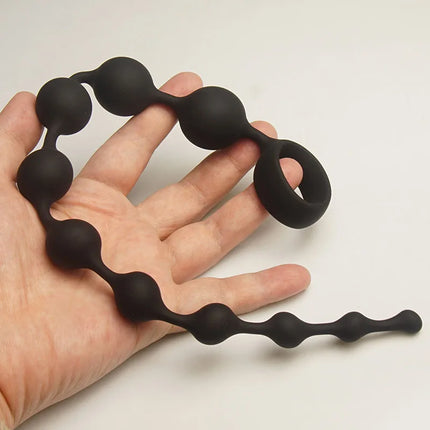 Silicone Anal Beads Sex Toys,10 Increasing Size Balls Anus Butt Plug,Analplug Buttplug Butplug With Easy Pull Loop Handle