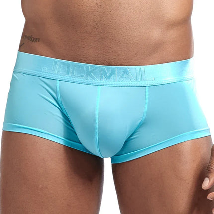 Sexy Ultra-thin Ice Silk Material Men's Underwear Fashion Solid Color Boxer Briefs Summer Cool and Breathable Male Trunks