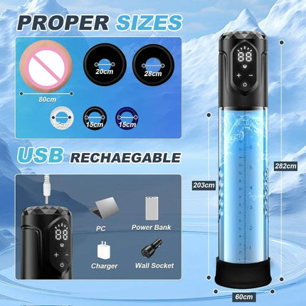Penis Pump Male Sex Toys Electric Vacuum Dick Enlargement Masturbator Pump Trainer Cock Extender Bigger Penis Size Thickened