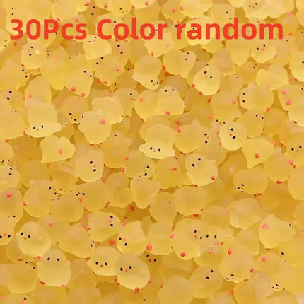 10-30PCS Mini Fluorescent Chicken, Shining Rubber Chicken in The Dark, Toy Fairy Tale Garden Accessories, Home Decoration Crafts