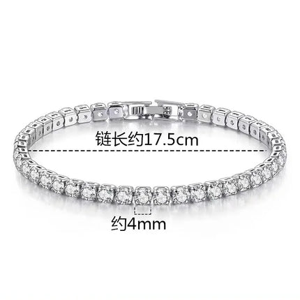 High Quality S925 Silver Platinum Plated Moissanite Bracelet Sparkling Personality Wedding Jewelry Gift Charm Bracelet For Women