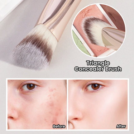 MAANGE 4pcs Main Makeup Brushes Set Flat Top Foundation Brushes Angled Contoured Brush Dense Bristle Face Makeup Tool for Beauty
