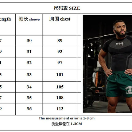 New Men Gym T-shirt High elasticity bodybuilding fitness quick dry short sleeve men's sports Casual tops trend running T-shirt