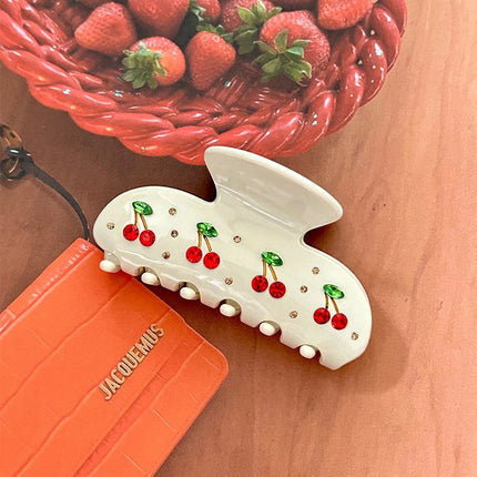 Cute Cherry Hair Clips for Women Girls Rhinestone Fruits Floral Bow Butterfly Acetate Hair Claws Shark Clip Hair Accessories