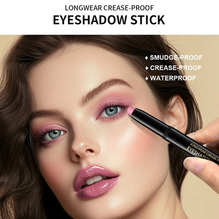 10 Colors Longwear Crease-proof Eyeshadow Pencil Stick Lasting Glitter Shimmer Matte Eye Shadow Highlighter Pen Eyes Makeup Too