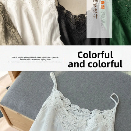 Korean Japanese Brand Lace Hollow out Svel Thin Top Women Summer Loose Linen Csole Vest Inner Wear Tank Top