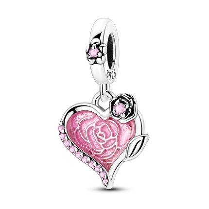 2026 Romantic Pink Color Charms Bead 925 Sterling Silver CZ Zircon Love Heart Pendants Fit Original Bracelet DIY Jewelry Gift