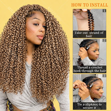 #27 Blonde Small Spirals Curly Miracle Knot Crochet Human Hair For Braid PreSeparated Pixie Curl Feather Crochet Hair Extensions