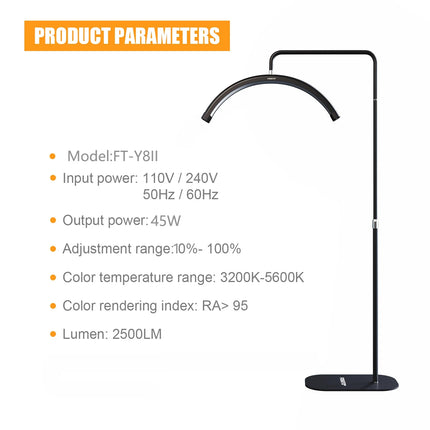 FOSOTO Overseas Warehouse LED Video Light Half-moon Fill Light Lash Nail Desktop Light For Beauty Eyelash Tattoo Makeup