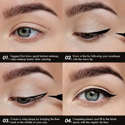 1 Set 3 Pcs Black Liquid Eyeliner Pen, Waterproof High Pigmented, Easy To Color, for All Eye Shapes, Natural Eye Makeup Finish