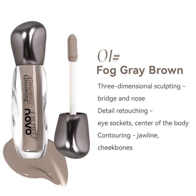 NOVO Waterproof and sweat-resistant liquid contouring foundation for highlighting, contouring, nose shadow and shading.