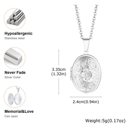 Vnox Light Heart Locket Pendants for Women Men Openable Photo Frame Glossy Stainless Steel Necklaces Family Love Collar