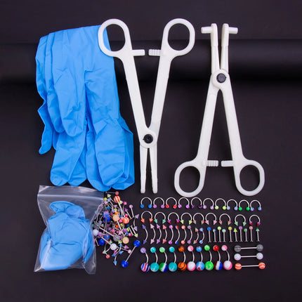 Body Piercing Tool Kit Easy to Use Body Piercing Gun Lip Nose Tongue Cartilage Eyebrow Navel Piercing Jewelry for Women Men