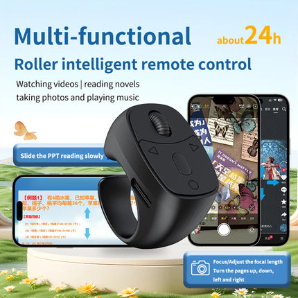 Bluetooth-Compatible 5.3 Remote Control Mouse Scrolling Ring Page Turner for Smartphones Wireless Camera Shutter Selfie Button