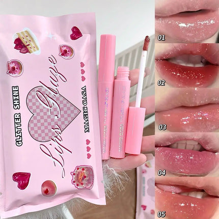 MAGIC CASA Five-Piece Pearl Shimmer Lip Gloss Set Plumping Lip Contour Collection Moisturizing Long-Lasting Lip Color Set
