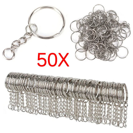 Silver Plated Metal Blank Keyring Keychain Charms Split Ring Keyfob Key Holder Link Rings Women Men DIY Key Chains Accessories