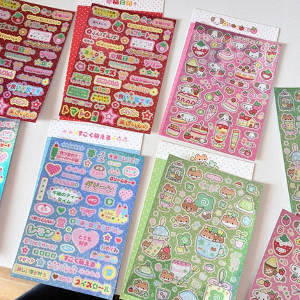 MINKYS New Arrival 3pcs 6pcs Kawaii Bear Ribbon Laser Bling Stickers DIY Scrapbook Stickers Confetti Decoration DIY Photo Frame