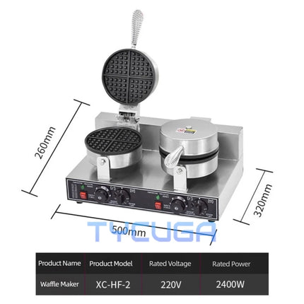 185mm Nonstick Plate Double Head Electric Waffle Maker Cake Baking Machine Round Gofreras Kitchen Home Commercial Appliance Use