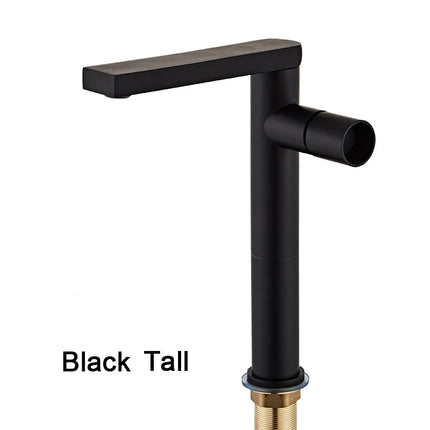 Modern Black Polished Bathroom Sink Faucet Deck Mount Single Hole Single Handle Basin Mixer Tap for Hot & Cold Water