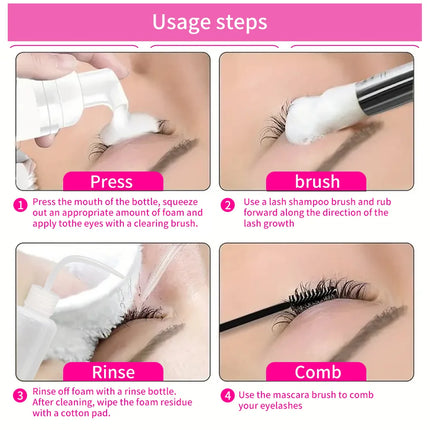 60ml eyelash shampoo mild and non-irritating deep and quick cleansing of eye makeup with a free eyelash brush