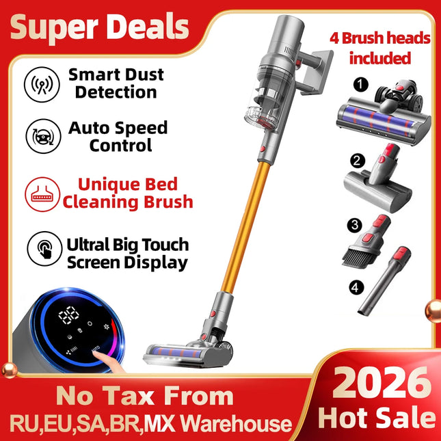 ABIR VC205 Cordless Handheld Vacuum Cleaner, 27000PA, Touch Screen, Smart Dust Sensor, Auto Speed Control for Home Bed Carpet Clean