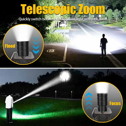 Mini Portable EDC Flashlight USB Rechargeable Zoomable Torch Powerful Pocket Flashlight with White,Yellow and 395nm UV Lamp
