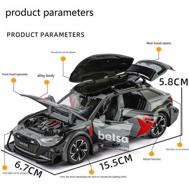 1:32 Audi RS6 Modified Vehicles Car Model Toys Alloy Metal Diecast Desktop Display Decorations Birthday Gift For Hobby Collector