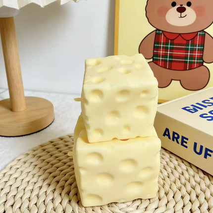 8cm Jumbo Cheese Cube Stress Ball Big Cheese Shapeable Squeeze Ball Non-Bounce Fidget Toy ASMR Sensory Anti-Stress Festival Gift