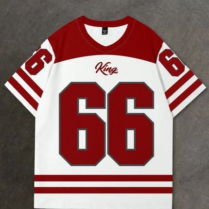 2025 V-neck jersey T-shirt short sleeved retro sports style men's sports V-neck T-shirt quick drying comfortable breathable