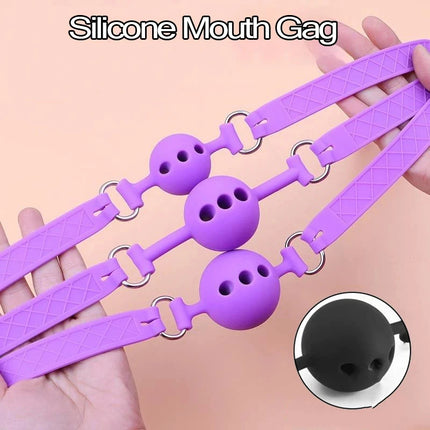 All Silicone Mouth Gag Breathable Ball Gag Adjustable Belt Mouth Sex Toys For Adult SM Games Sexyshop Erotic Accessories